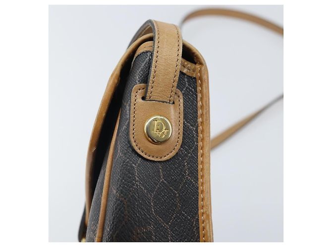 Christian Dior Borsa a spalla in tela a nido d'ape PVC nera e dorata Auth BA10439 Nero D'oro - vista 14