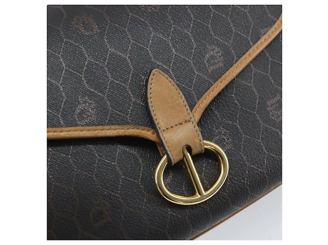 Christian Dior Borsa a spalla in tela a nido d'ape PVC nera e dorata Auth BA10439 Nero D'oro - vista 15