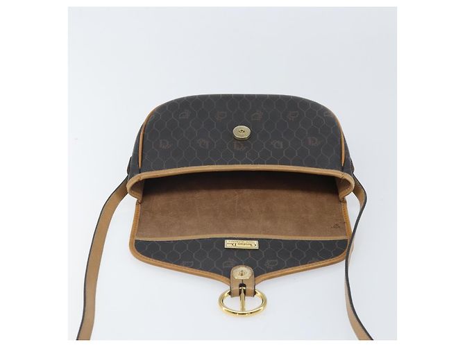Christian Dior Borsa a spalla in tela a nido d'ape PVC nera e dorata Auth BA10439 Nero D'oro - vista 16