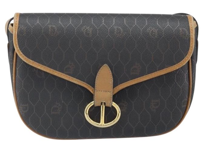 Christian Dior Borsa a spalla in tela a nido d'ape PVC nera e dorata Auth BA10439 Nero D'oro - vista 2