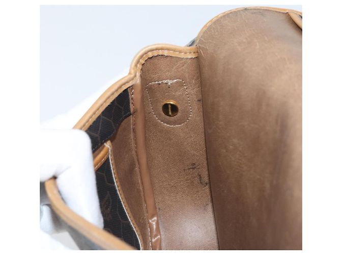 Christian Dior Borsa a spalla in tela a nido d'ape PVC nera e dorata Auth BA10439 Nero D'oro - vista 20
