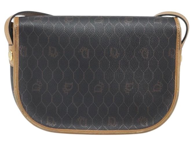 Christian Dior Borsa a spalla in tela a nido d'ape PVC nera e dorata Auth BA10439 Nero D'oro - vista 3