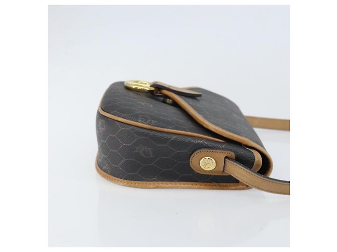 Christian Dior Borsa a spalla in tela a nido d'ape PVC nera e dorata Auth BA10439 Nero D'oro - vista 4