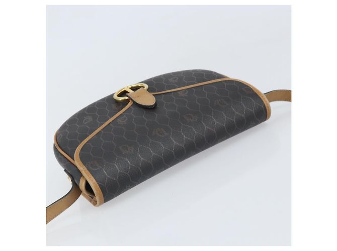 Christian Dior Borsa a spalla in tela a nido d'ape PVC nera e dorata Auth BA10439 Nero D'oro - vista 6