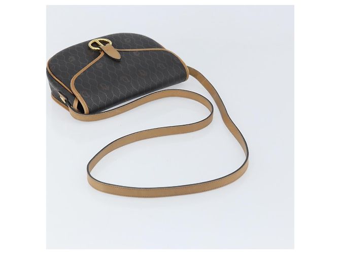 Christian Dior Borsa a spalla in tela a nido d'ape PVC nera e dorata Auth BA10439 Nero D'oro - vista 7