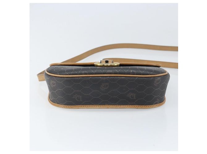 Christian Dior Borsa a spalla in tela a nido d'ape PVC nera e dorata Auth BA10439 Nero D'oro - vista 9