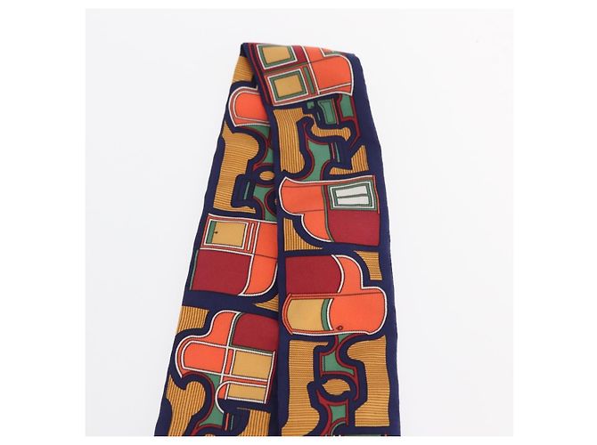 Hermès Foulard Twilly HERMES Carrozza in Seta Blu Navy Auth 170363V - vista 10