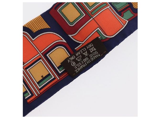 Hermès Foulard Twilly HERMES Carrozza in Seta Blu Navy Auth 170363V - vista 11
