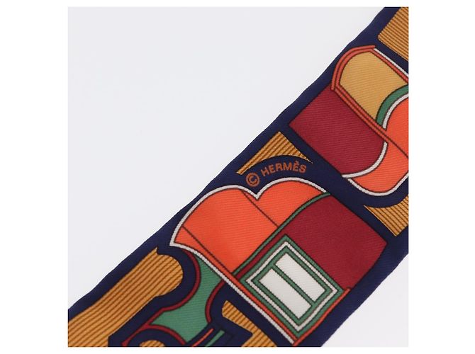 Hermès Foulard Twilly HERMES Carrozza in Seta Blu Navy Auth 170363V - vista 12