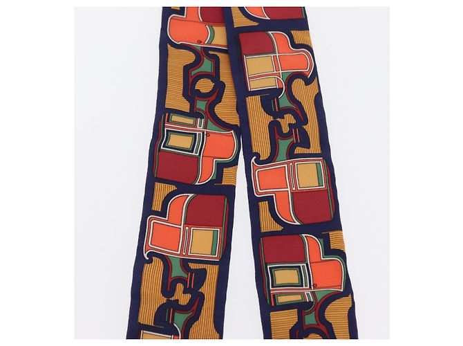Hermès Foulard Twilly HERMES Carrozza in Seta Blu Navy Auth 170363V - vista 4
