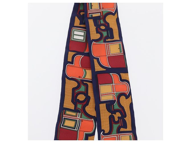 Hermès Foulard Twilly HERMES Carrozza in Seta Blu Navy Auth 170363V - vista 5