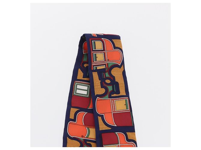 Hermès Foulard Twilly HERMES Carrozza in Seta Blu Navy Auth 170363V - vista 6