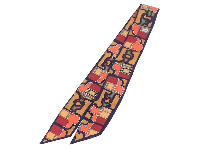Hermès Foulard Twilly HERMES Carrozza in Seta Blu Navy Auth 170363V - vista 7