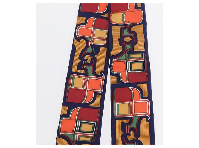 Hermès Foulard Twilly HERMES Carrozza in Seta Blu Navy Auth 170363V - vista 9