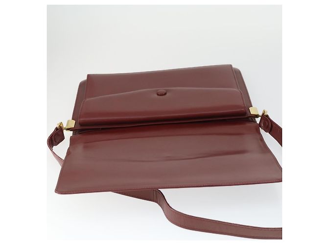 CARTIER Bolso de Hombro Must Line Cuero Burdeos Oro Auth ep12994 Dorado - vista 14
