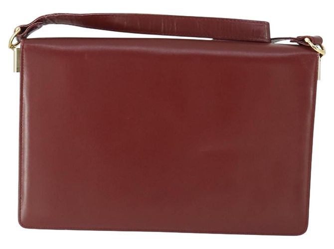CARTIER Bolso de Hombro Must Line Cuero Burdeos Oro Auth ep12994 Dorado - vista 3