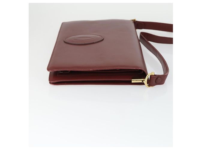 CARTIER Bolso de Hombro Must Line Cuero Burdeos Oro Auth ep12994 Dorado - vista 4