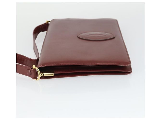 CARTIER Bolso de Hombro Must Line Cuero Burdeos Oro Auth ep12994 Dorado - vista 5