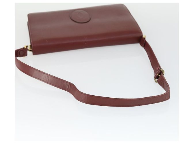 CARTIER Bolso de Hombro Must Line Cuero Burdeos Oro Auth ep12994 Dorado - vista 7