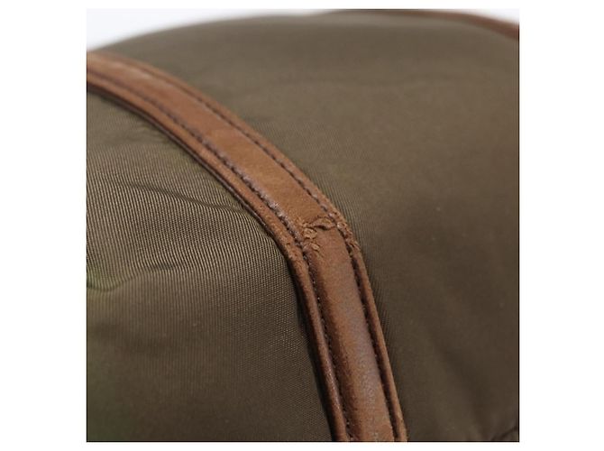 PRADA Borsa a mano in nylon pelle khaki argento Auth ti3735 Cachi - vista 10