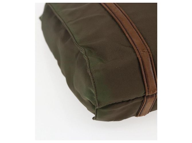 PRADA Borsa a mano in nylon pelle khaki argento Auth ti3735 Cachi - vista 14