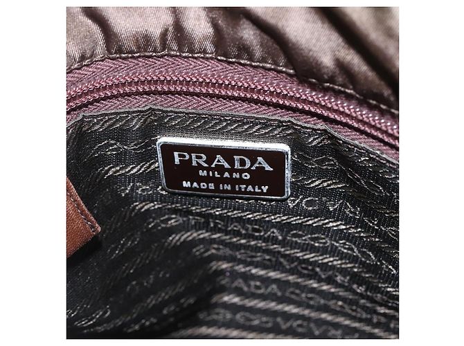 PRADA Borsa a mano in nylon pelle khaki argento Auth ti3735 Cachi - vista 18