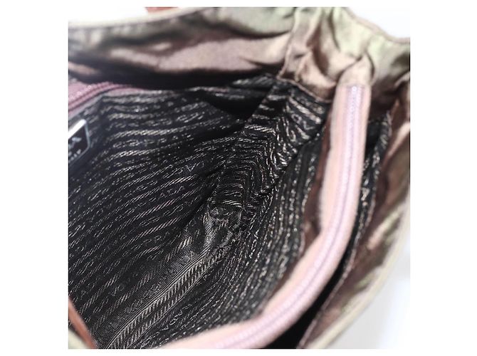 PRADA Borsa a mano in nylon pelle khaki argento Auth ti3735 Cachi - vista 19