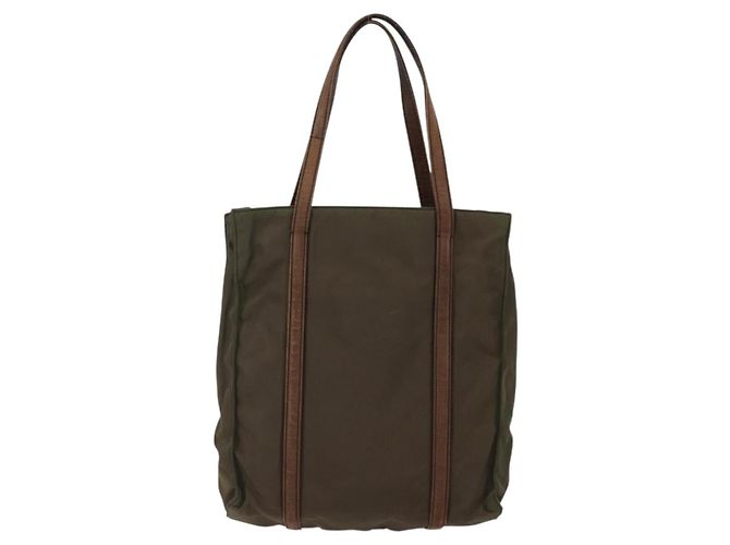 PRADA Borsa a mano in nylon pelle khaki argento Auth ti3735 Cachi - vista 2