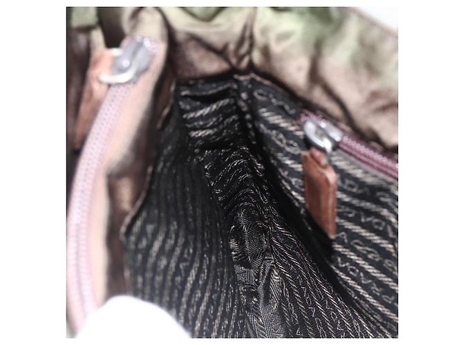 PRADA Borsa a mano in nylon pelle khaki argento Auth ti3735 Cachi - vista 20