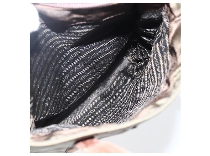 PRADA Borsa a mano in nylon pelle khaki argento Auth ti3735 Cachi - vista 24