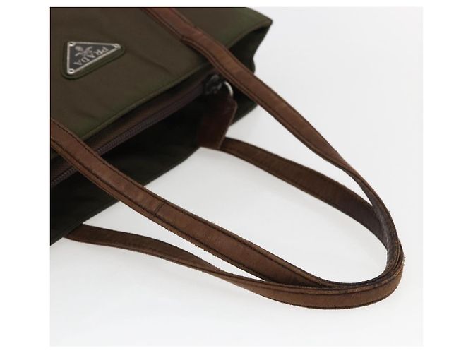 PRADA Borsa a mano in nylon pelle khaki argento Auth ti3735 Cachi - vista 7