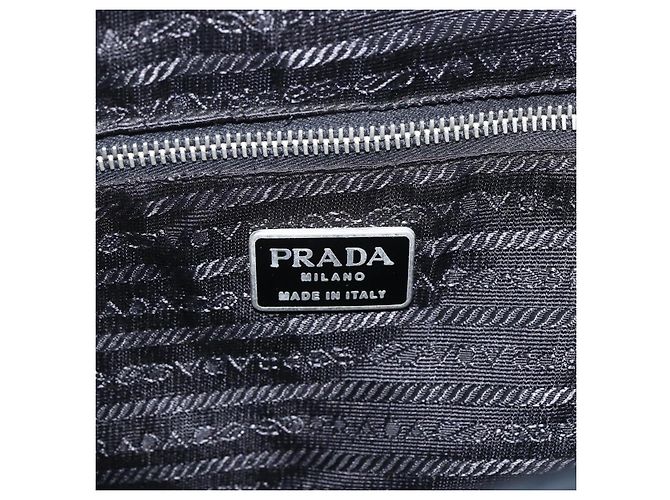 Borsa Tote PRADA in nylon nero argento Auth bs33254 - vista 10