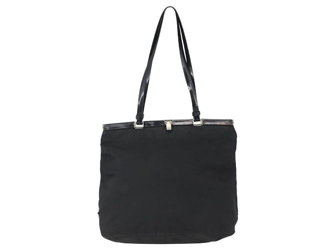 Borsa Tote PRADA in nylon nero argento Auth bs33254 - vista 13