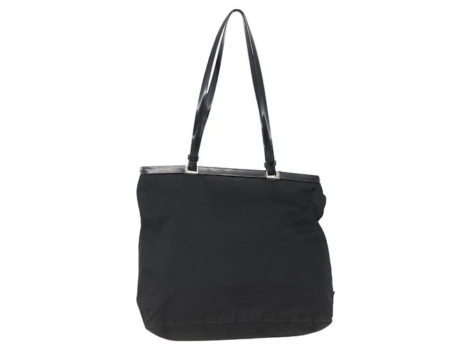 Borsa Tote PRADA in nylon nero argento Auth bs33254 - vista 2