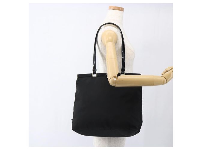 Borsa Tote PRADA in nylon nero argento Auth bs33254 - vista 22