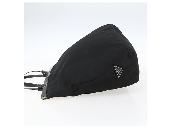 Borsa Tote PRADA in nylon nero argento Auth bs33254 - vista 3