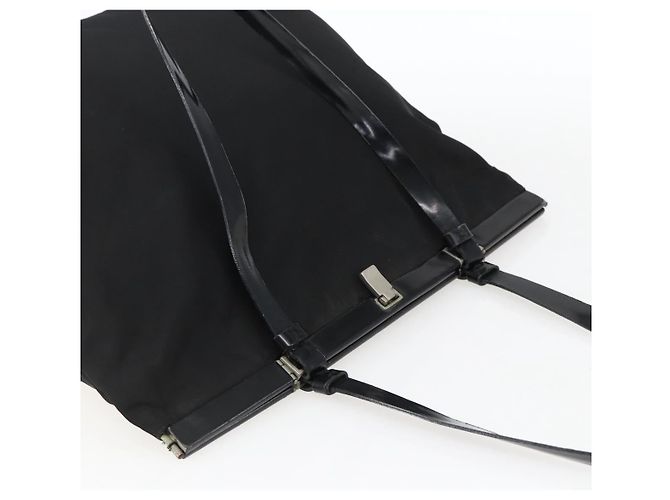 Borsa Tote PRADA in nylon nero argento Auth bs33254 - vista 6