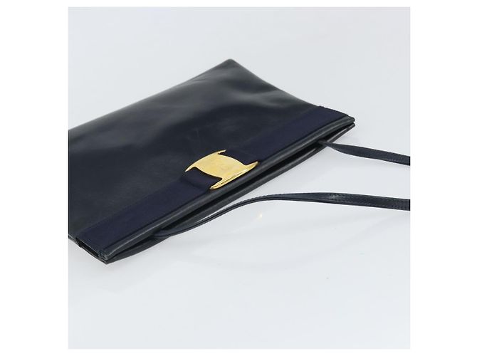 Borsa a Spalla Salvatore Ferragamo in Pelle Blu Navy Oro Auth bs33229 D'oro - vista 6