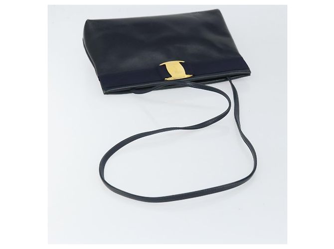 Borsa a Spalla Salvatore Ferragamo in Pelle Blu Navy Oro Auth bs33229 D'oro - vista 7