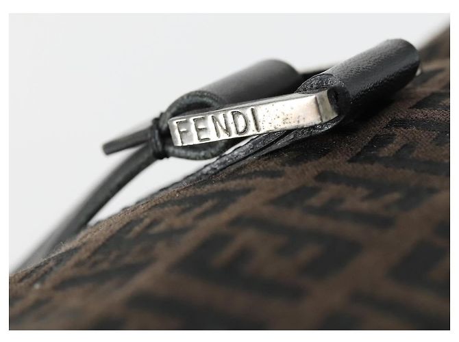 Borsa Boston in tela Zucchino FENDI nera e marrone Auth ep13122 Nero - vista 10