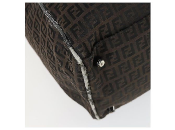 Borsa Boston in tela Zucchino FENDI nera e marrone Auth ep13122 Nero - vista 14