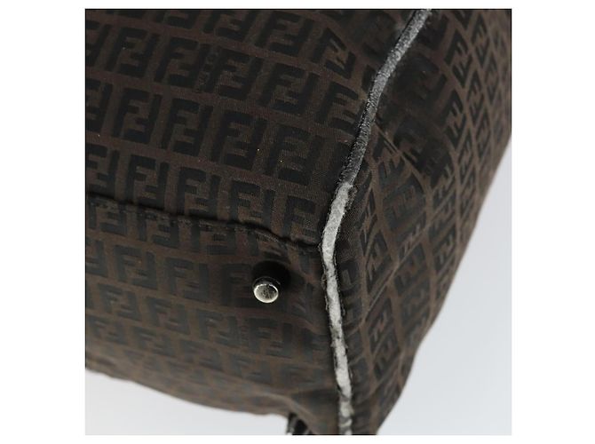 Borsa Boston in tela Zucchino FENDI nera e marrone Auth ep13122 Nero - vista 15