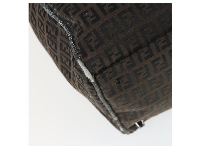 Borsa Boston in tela Zucchino FENDI nera e marrone Auth ep13122 Nero - vista 16
