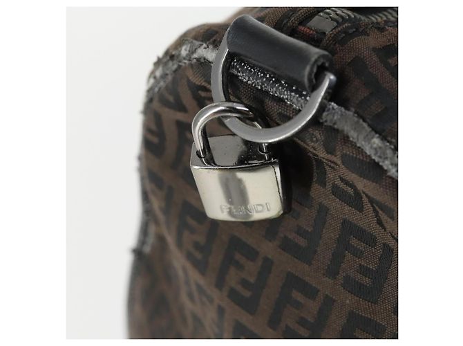 Borsa Boston in tela Zucchino FENDI nera e marrone Auth ep13122 Nero - vista 17