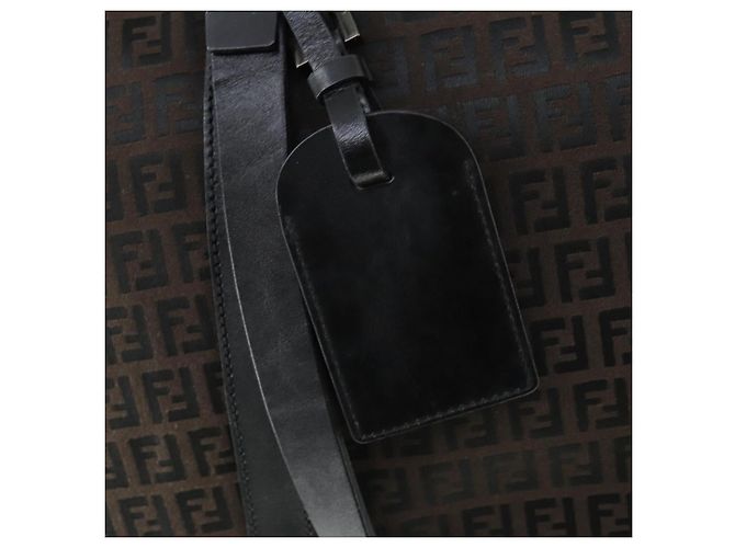 Borsa Boston in tela Zucchino FENDI nera e marrone Auth ep13122 Nero - vista 18