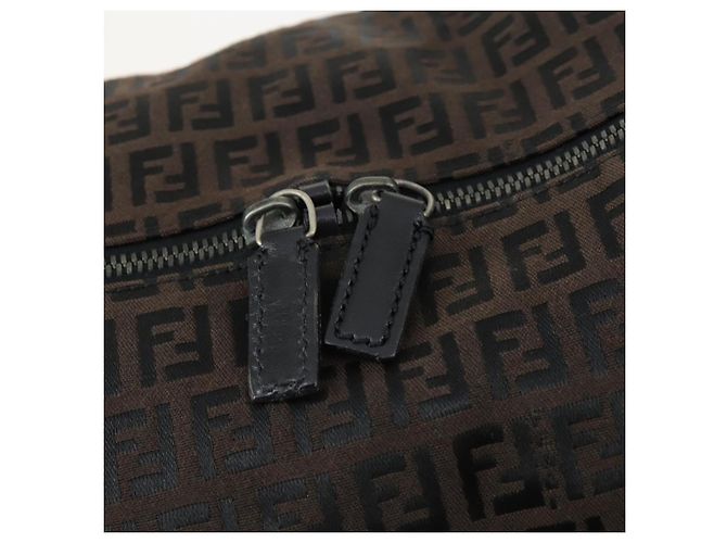 Borsa Boston in tela Zucchino FENDI nera e marrone Auth ep13122 Nero - vista 19