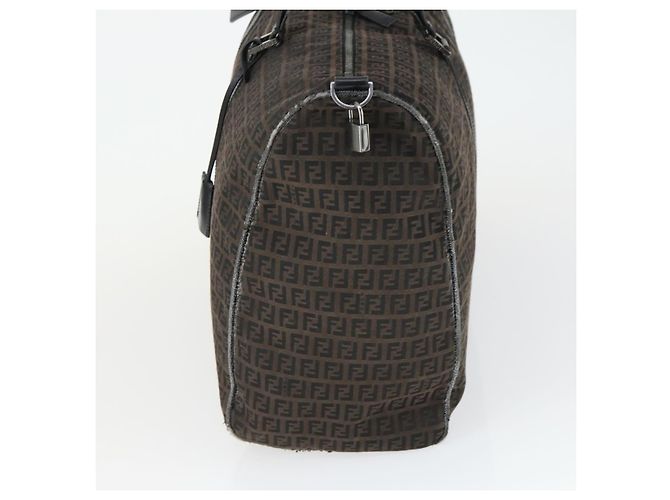 Borsa Boston in tela Zucchino FENDI nera e marrone Auth ep13122 Nero - vista 3
