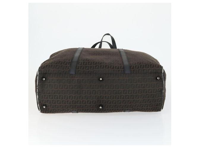 Borsa Boston in tela Zucchino FENDI nera e marrone Auth ep13122 Nero - vista 5