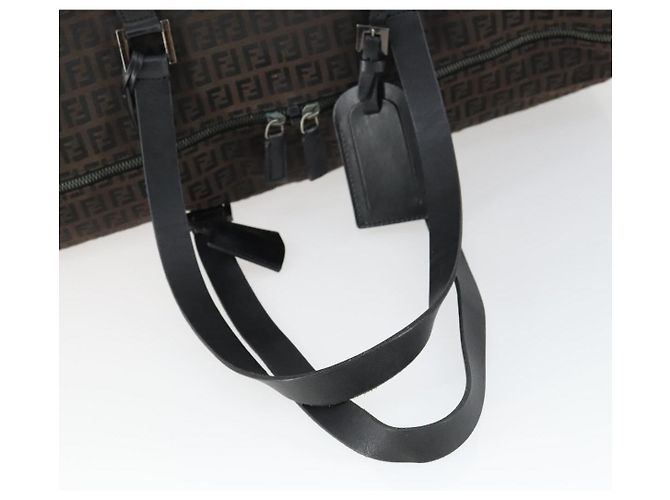 Borsa Boston in tela Zucchino FENDI nera e marrone Auth ep13122 Nero - vista 7