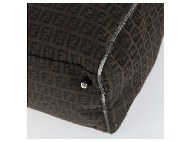 Borsa Boston in tela Zucchino FENDI nera e marrone Auth ep13122 Nero - vista 9